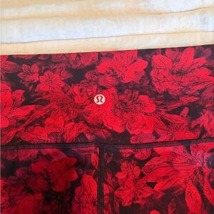 Lululemon Red and Black Floral Leggings